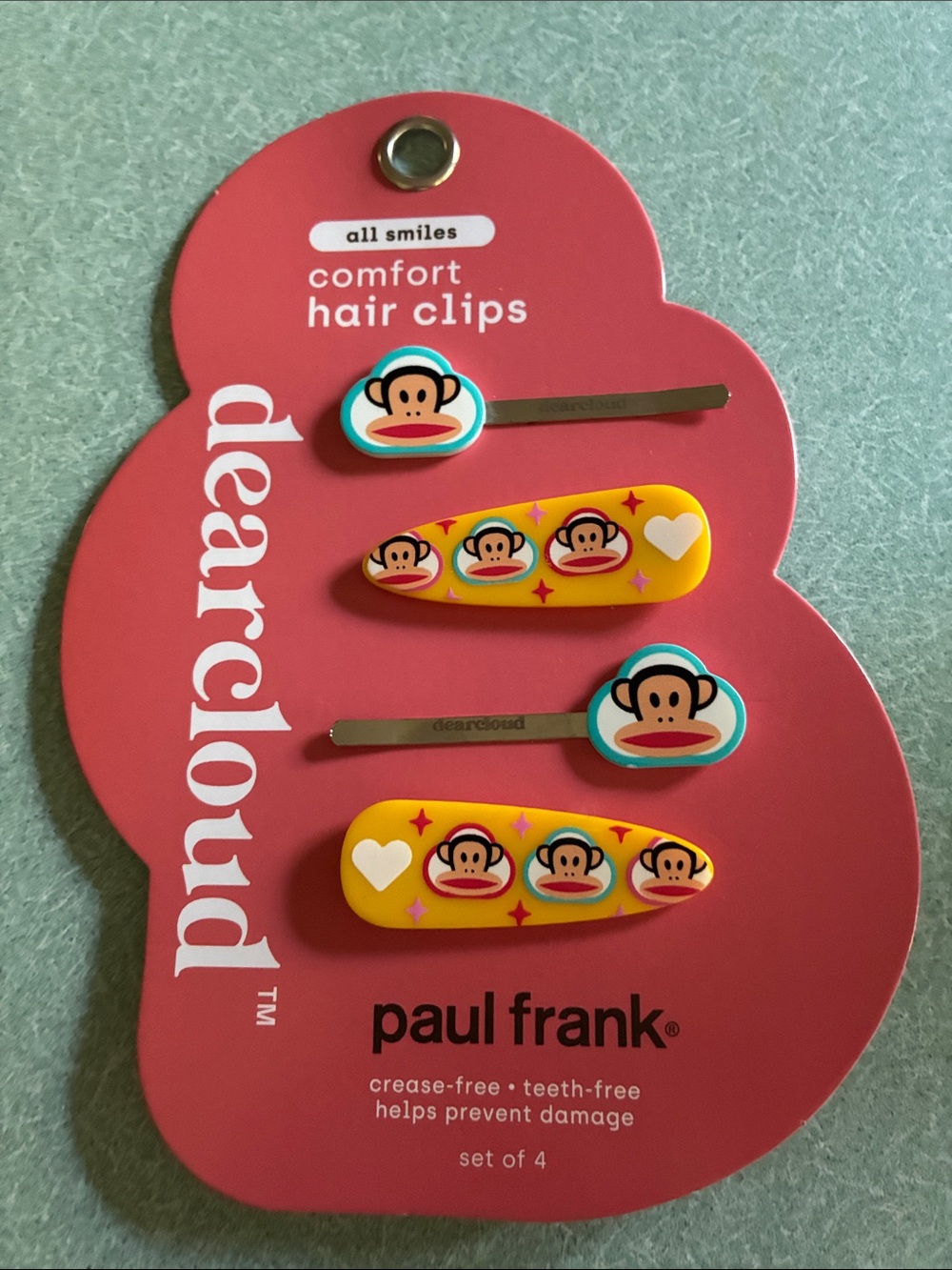 Paul Frank Hair Clips - Yellow & Teal Monkey Set